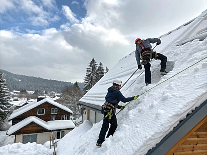 Уборка снега и наледи со скатной крыши