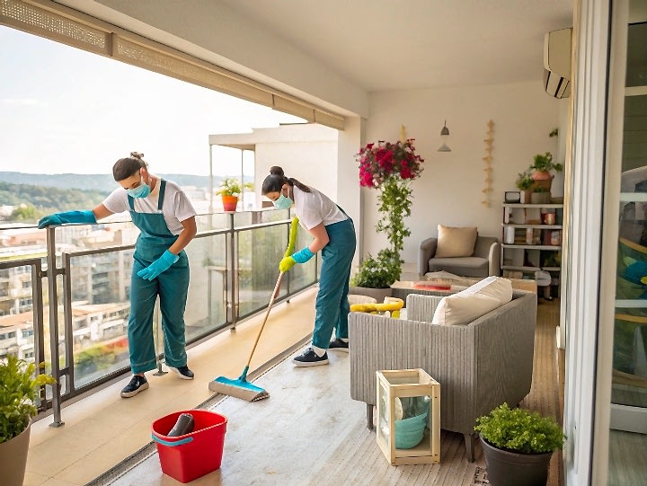 Уборка квартиры и балкона после строительства