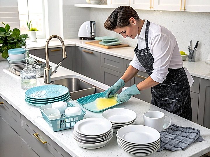 Уборка кухни 2-комнатной квартиры с чисткой посуды