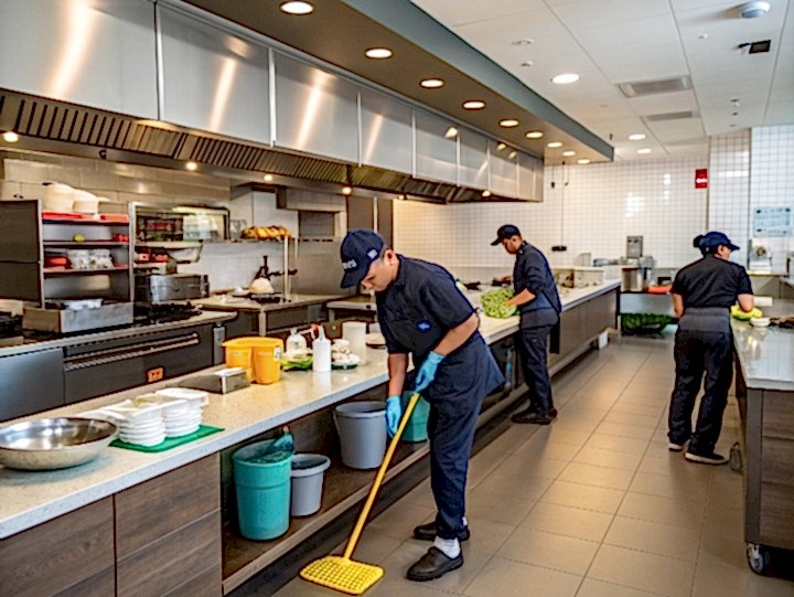 Генеральная уборка на кухне столовой