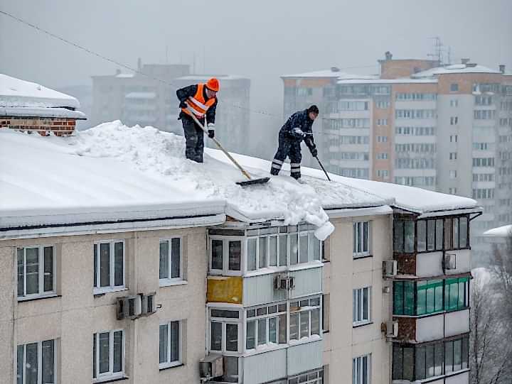 Уборка кровли от снега и наледи