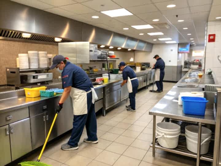 Уборка на кухне ресторана