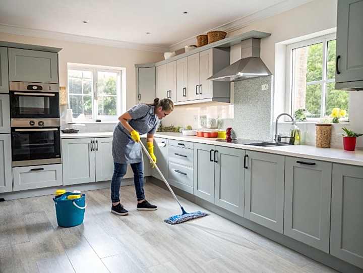 Уборка на кухне и коридоре с мойкой окон