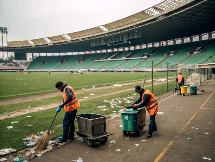 Уборка после футбольного матча