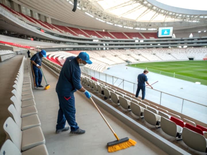 Уборка на стадионе после матча