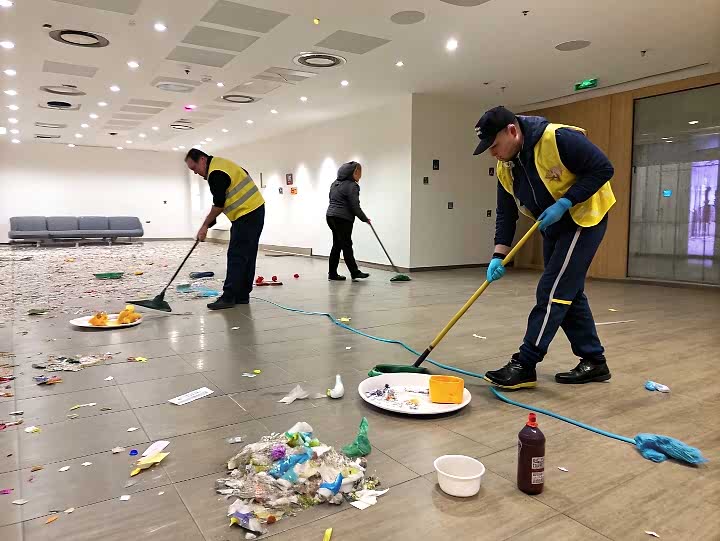 Уборка после новогодней ночи