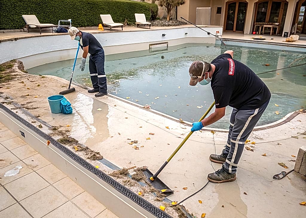 Уборка бассейна после ремонта