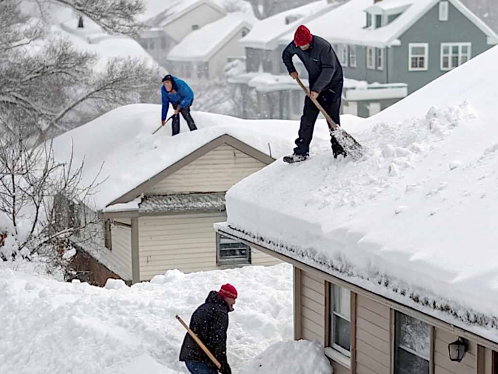 Уборка снега с крыш жилых домов
