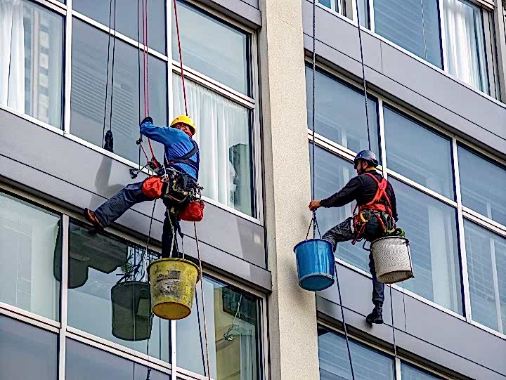 Мытье окон высотных зданий