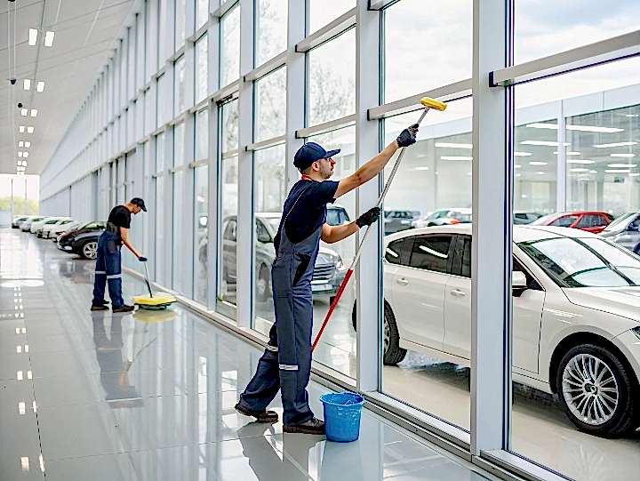 Мытье витрин автосервиса