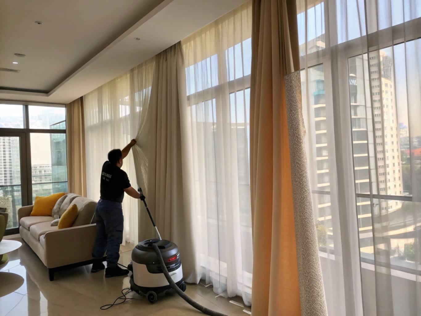 Услуги сухой химчистки штор и тюли