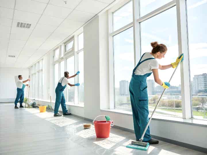 Уборка офиса после ремонта с мойкой окон