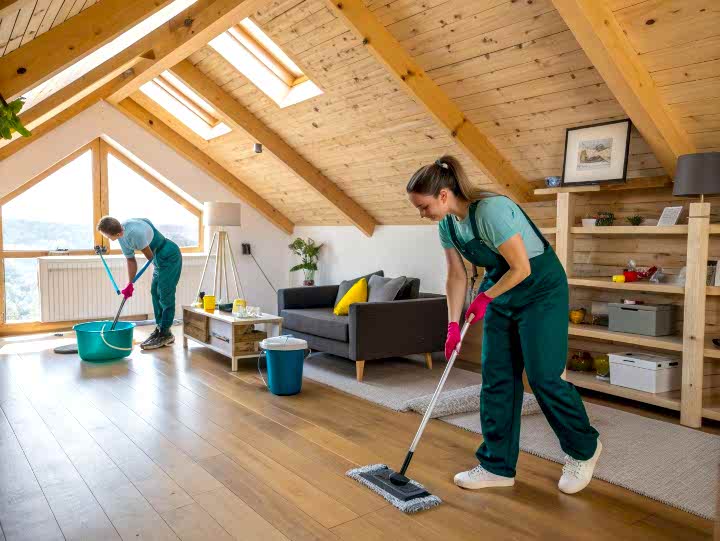 Генеральная уборка дома с деревянной мансардой