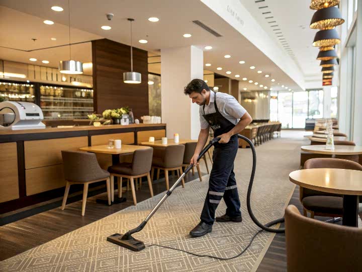 Уборка в кафе с чисткой ковролина