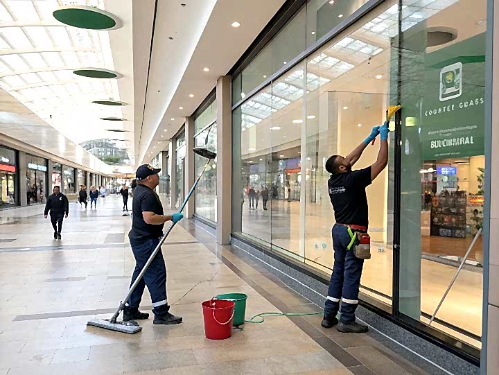 Мойка остекления витрин