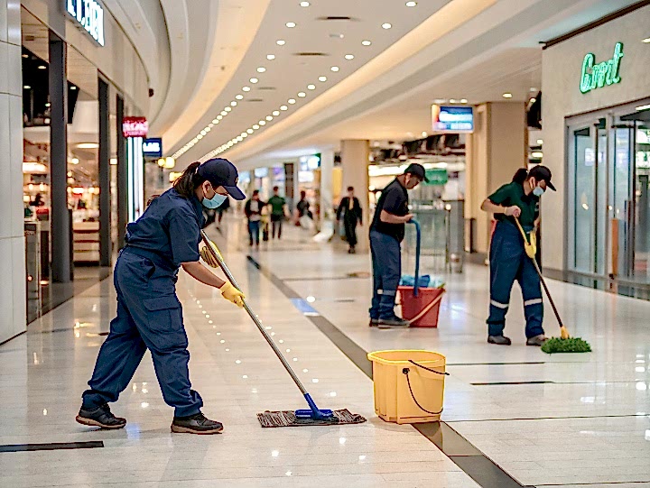 Уборка в торговом центре