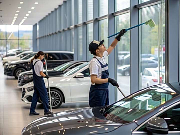 Клининг витрин и фасада автосалона